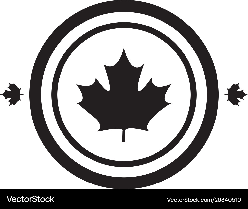 Maple leaf canada in shape circle Royalty Free Vector Image