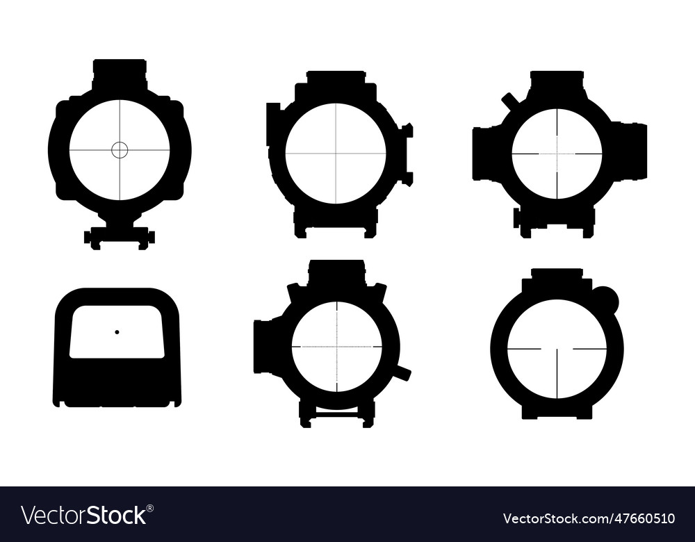 Set of black weapons scopes Royalty Free Vector Image