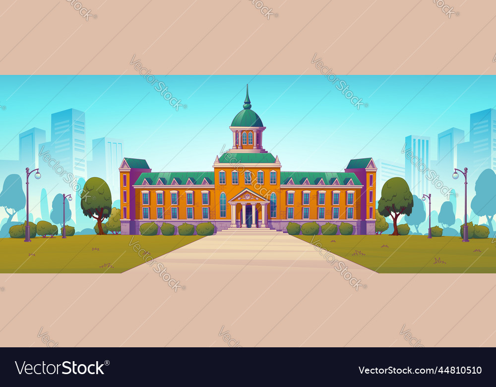 University or college campus building front view Vector Image