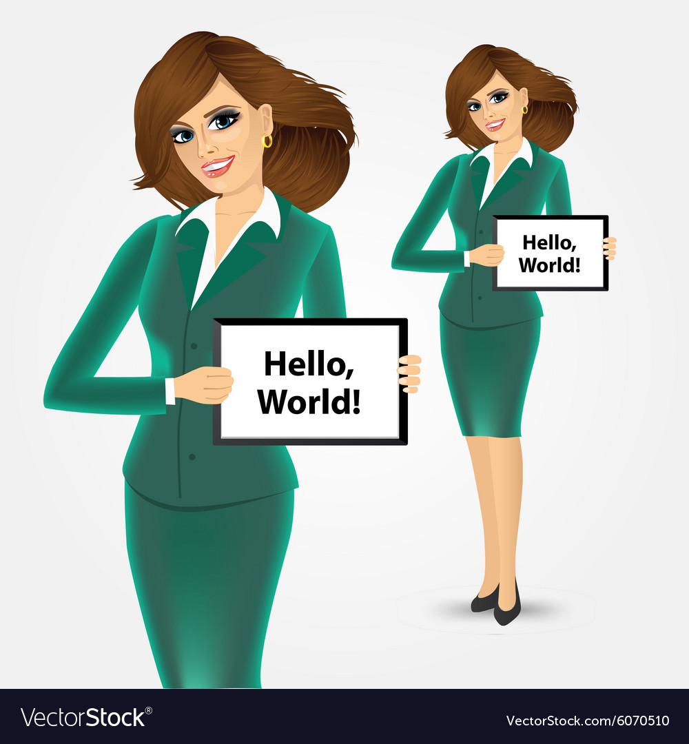 Woman olding a sign with text message Royalty Free Vector