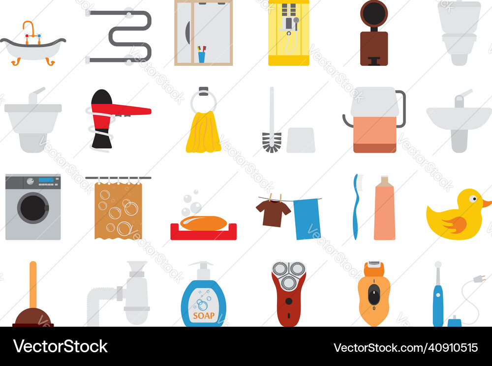 Bathroom Icon Set Royalty Free Vector Image Vectorstock