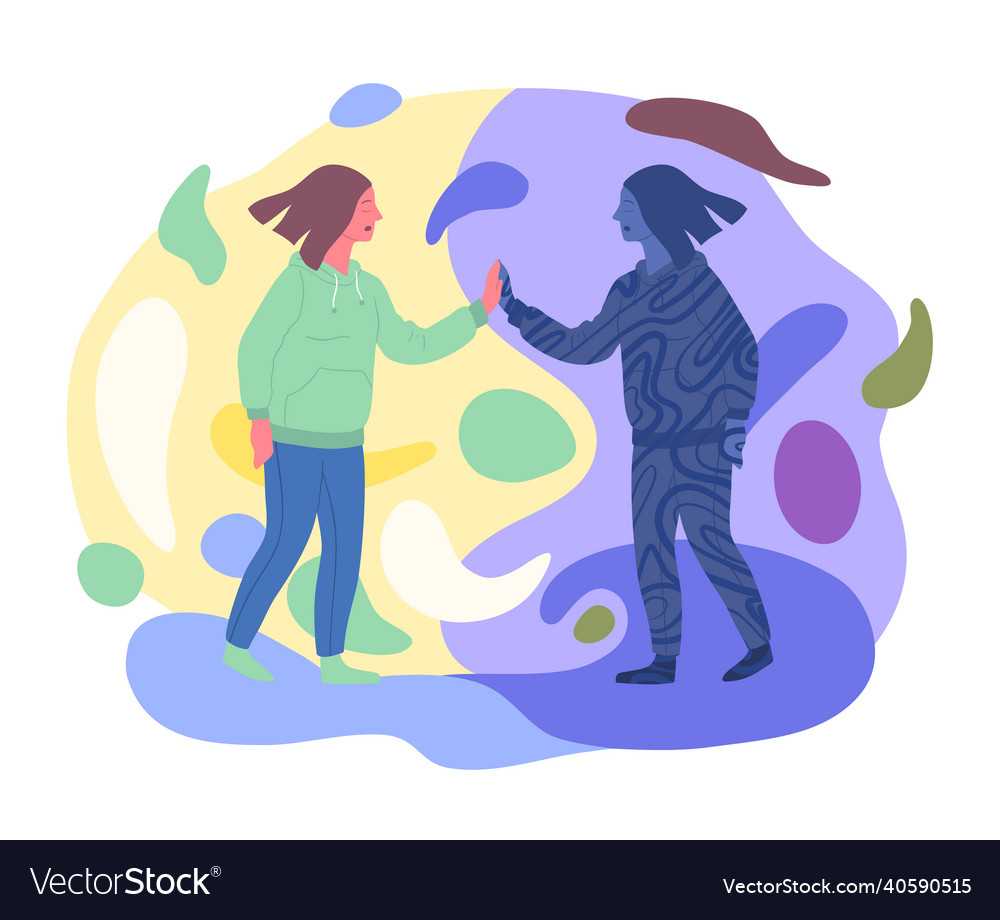 Cartoon color characters and meeting shadow Vector Image