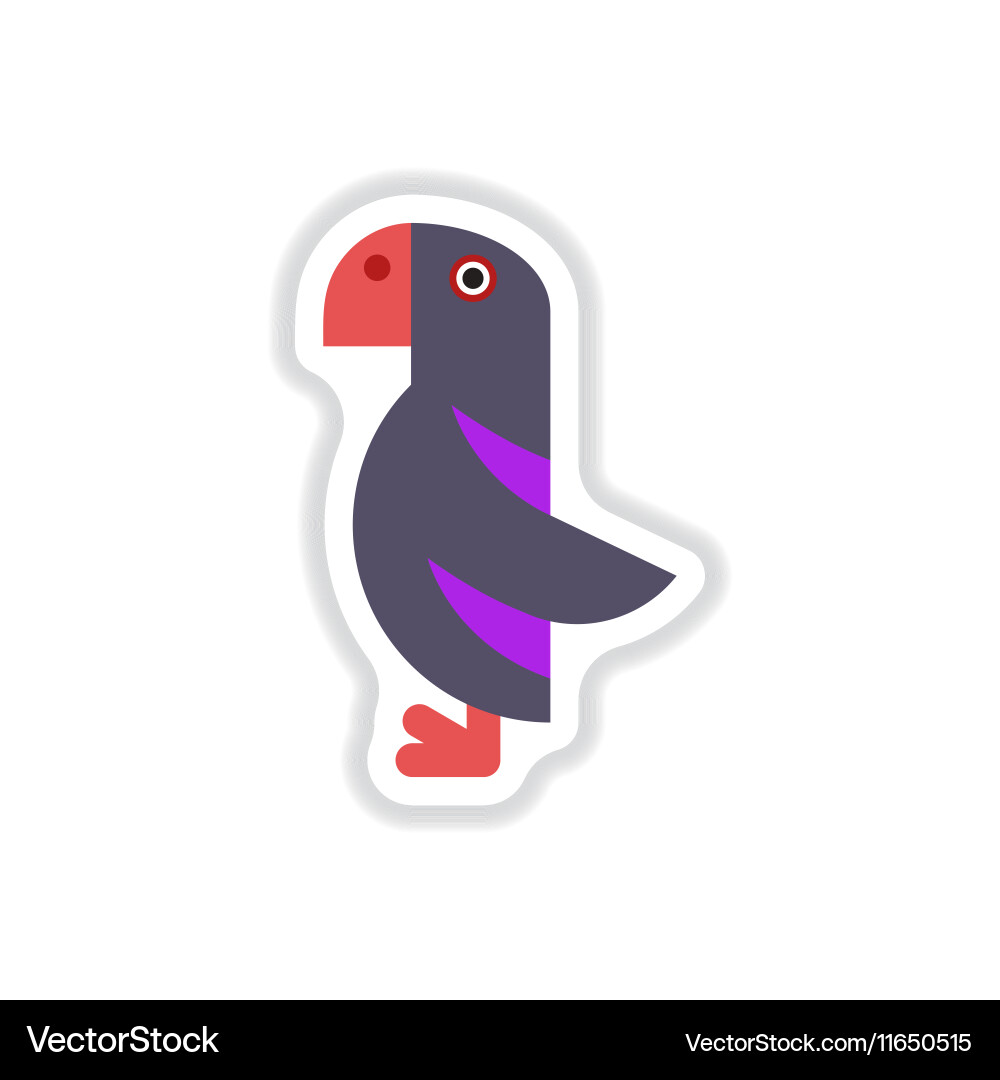 In paper sticker style parrot Royalty Free Vector Image