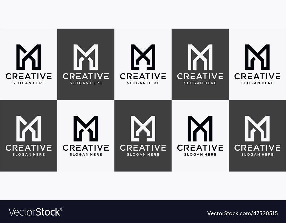 Set of monogram logo design template initial Vector Image