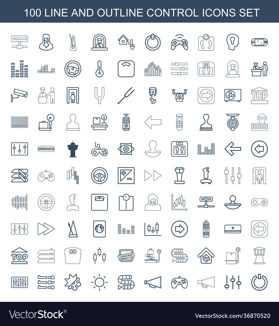 100 control icons Royalty Free Vector Image - VectorStock