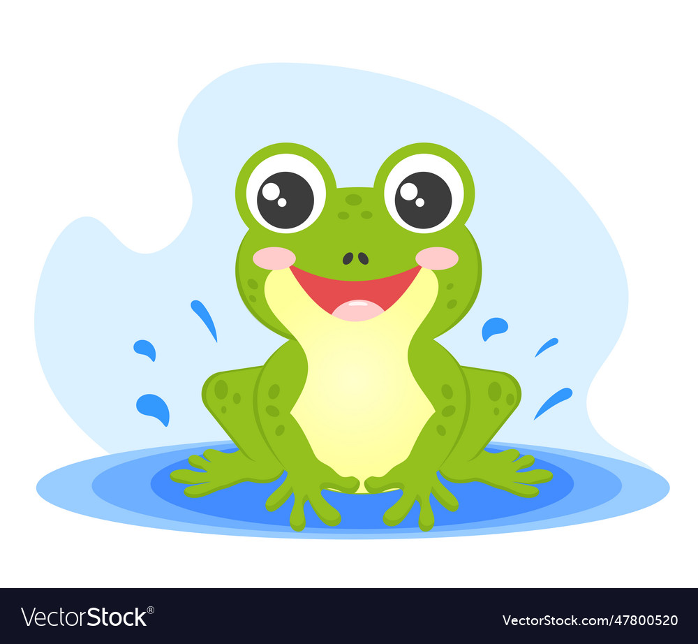 A cheerful frog in puddle Royalty Free Vector Image