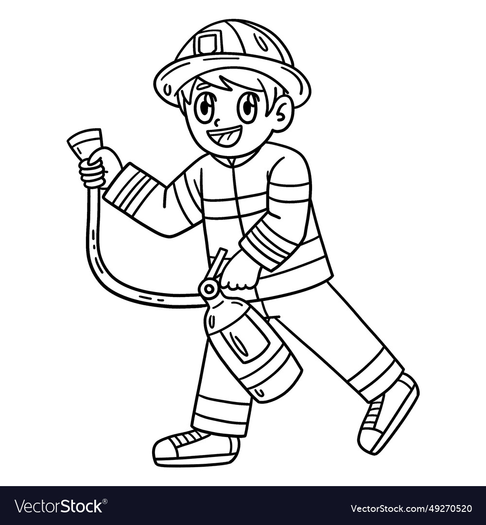 Firefighter with the fire extinguisher isolated Vector Image