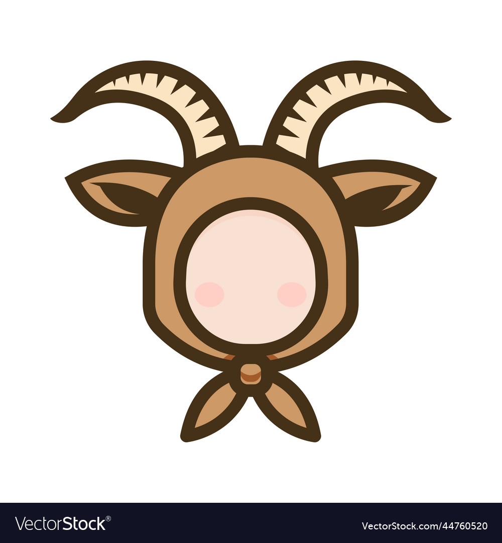 Goat ear face hoodie head icon on a white Vector Image