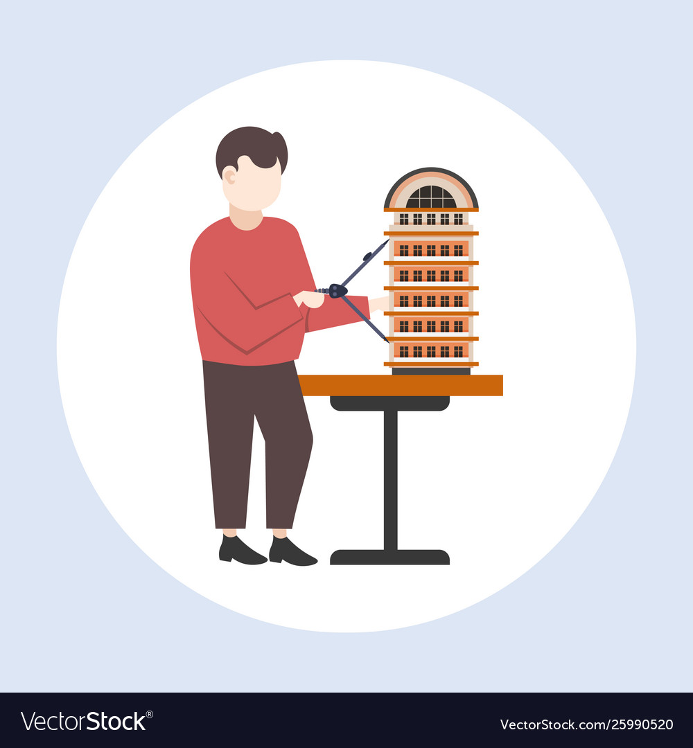 Man architect using compass engineer drafting new Vector Image