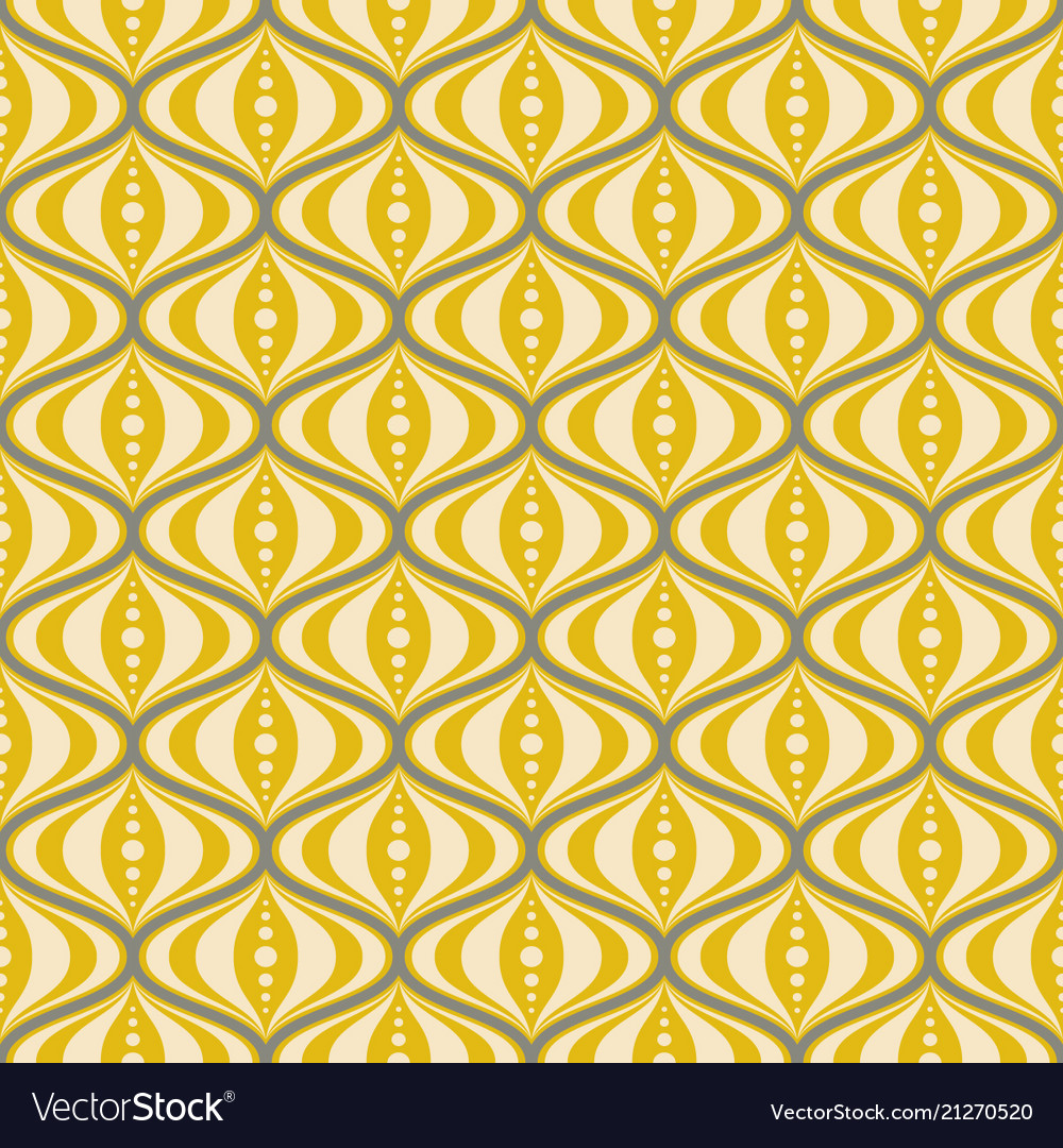 Retro midcentury yellow saucer seamless pattern Vector Image
