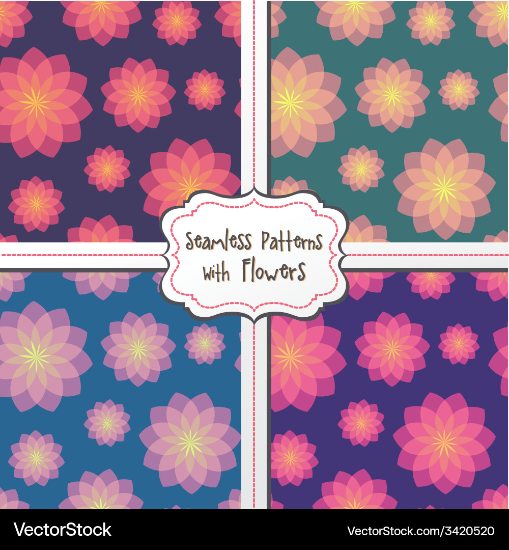 Seamless patterns with flowers Royalty Free Vector Image
