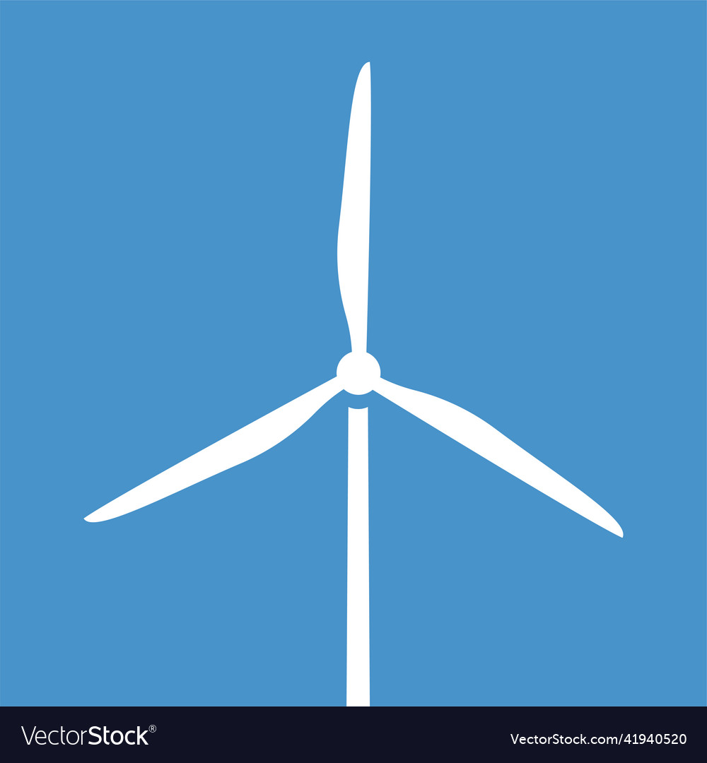 White windmill on blue background wind turbine Vector Image