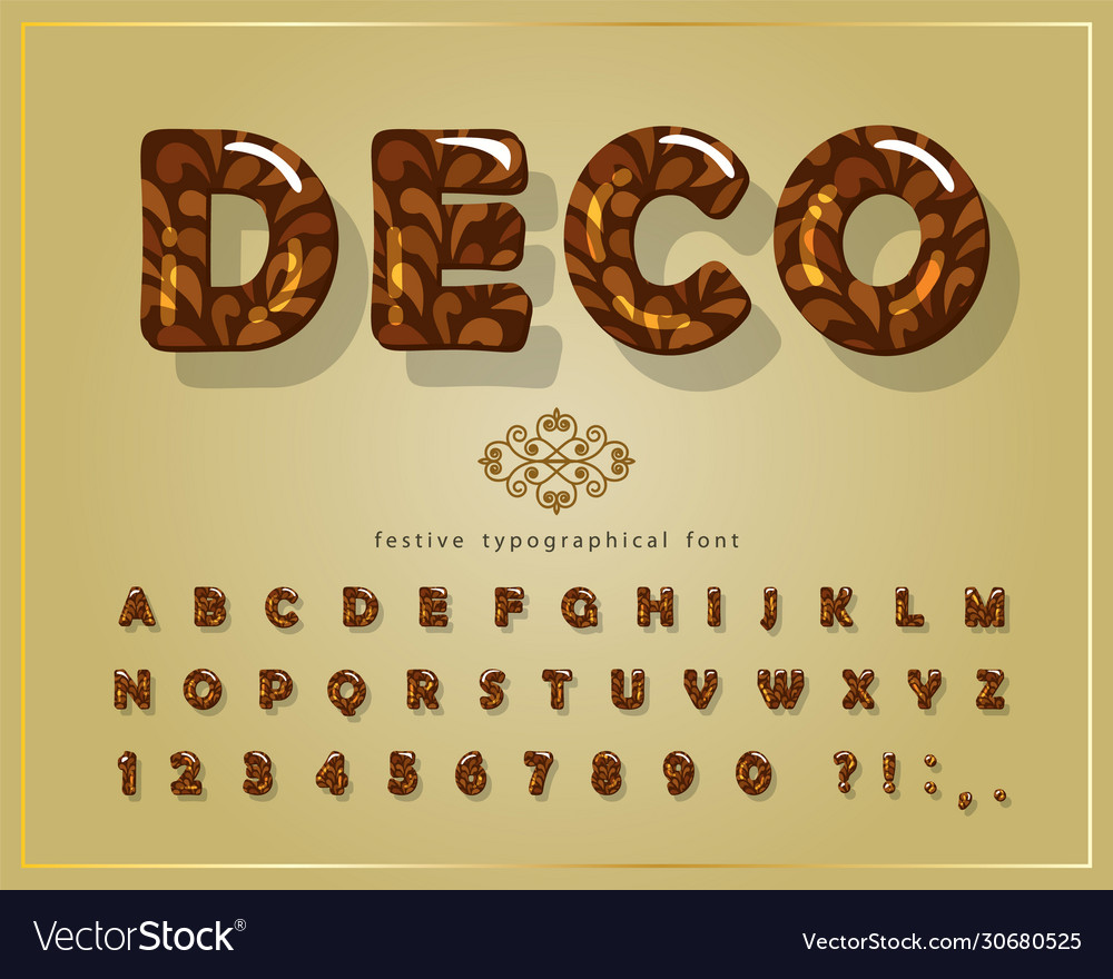 Decorative glossy font cartoon 3d alphabet Vector Image