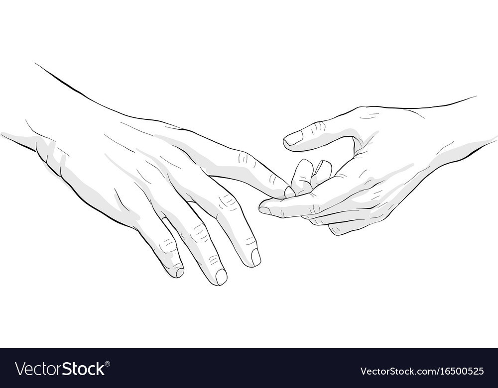 Two Hands Holding Together Drawing - Draw-head