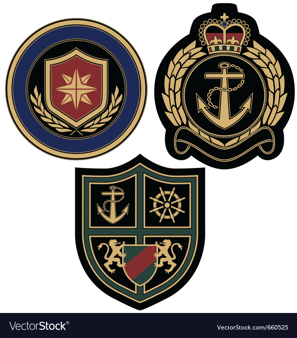 Sail anchor emblem badge Royalty Free Vector Image