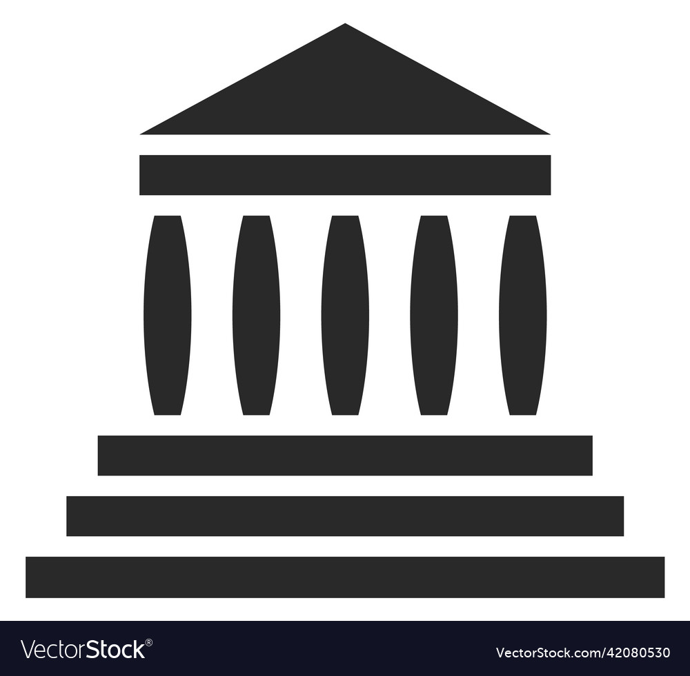 Ancient building facade with columns bank black vector image Ancient building facade with columns bank black