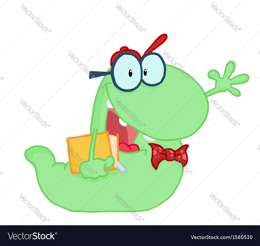 Download Cartoon bookworm Royalty Free Vector Image - VectorStock