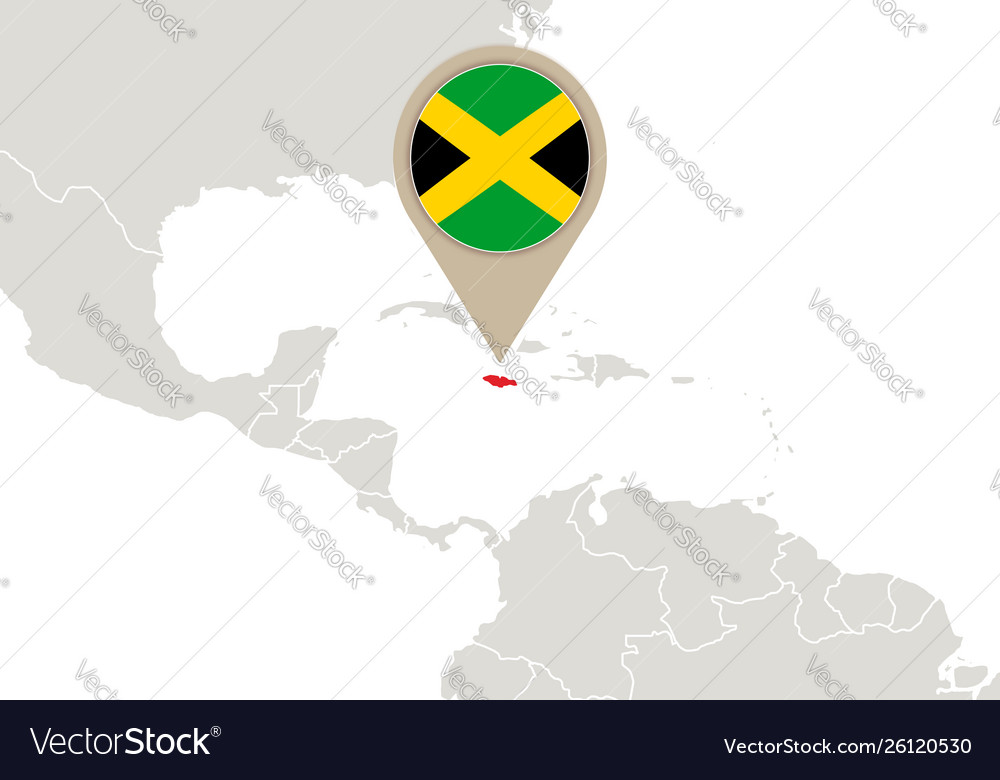 Jamaica On Map World Jamaica On World Map Royalty Free Vector Image