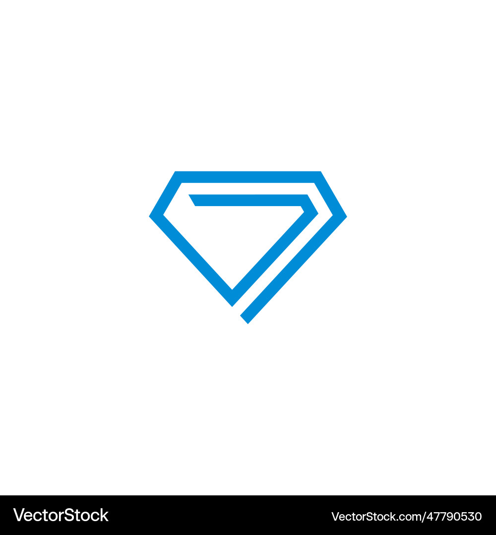 Number 7 blue diamond geometric line logo Vector Image