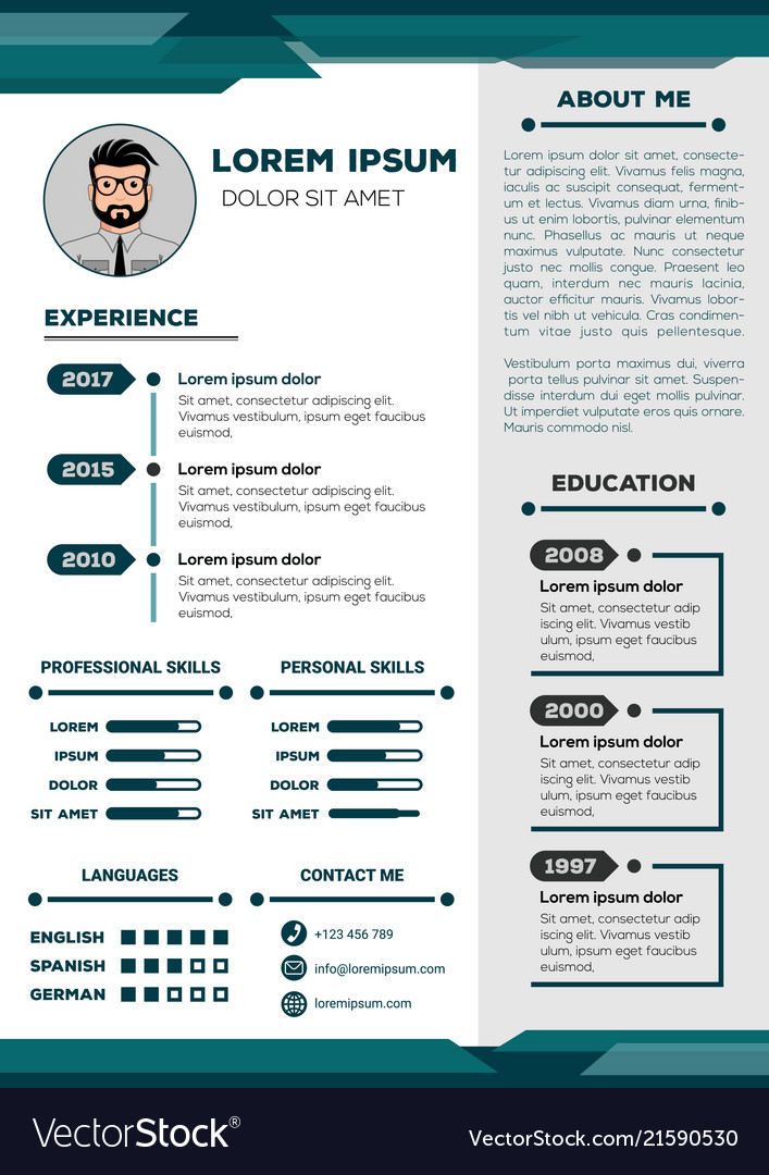 Resume and cv template with nice design Royalty Free Vector