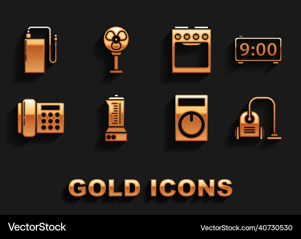 Set blender digital alarm clock vacuum cleaner Vector Image