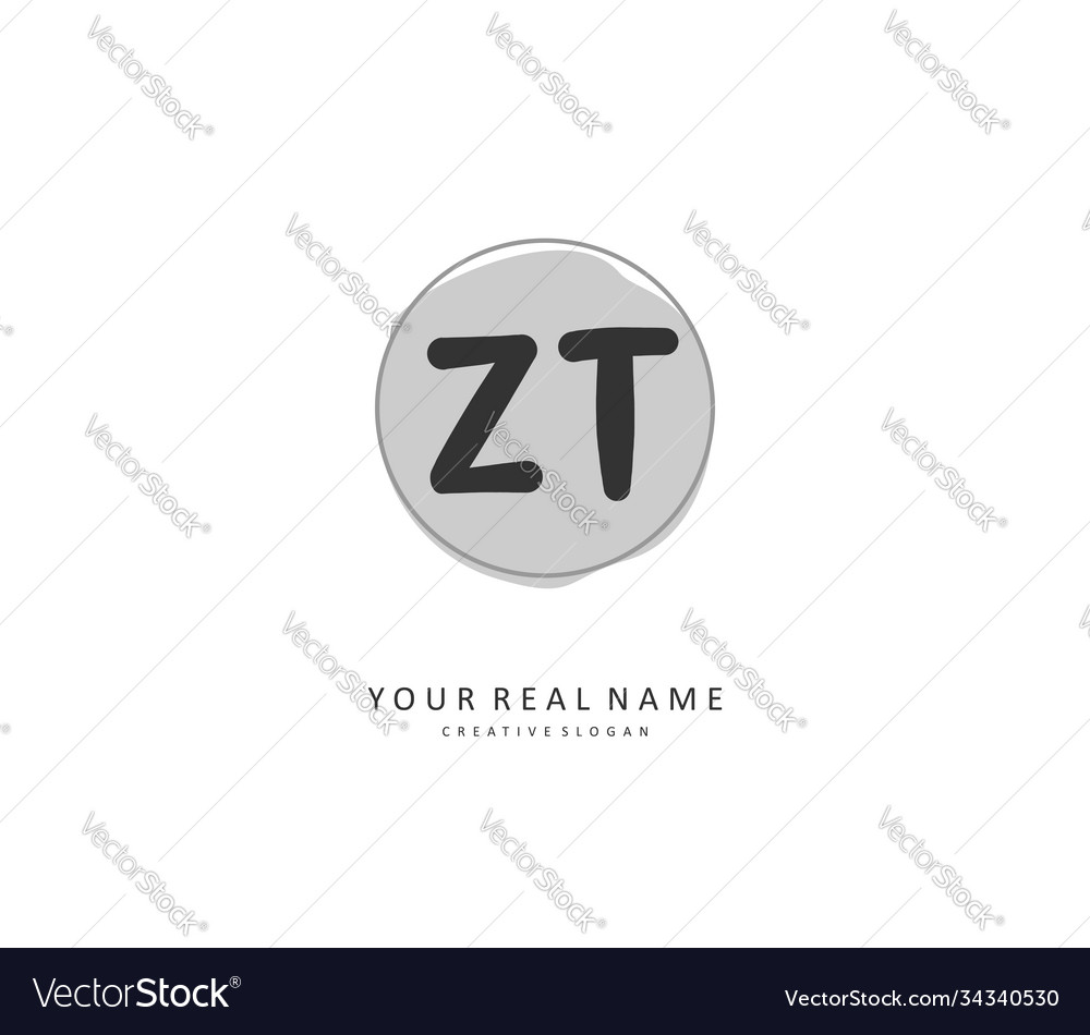 Z t zt initial letter handwriting and signature Vector Image