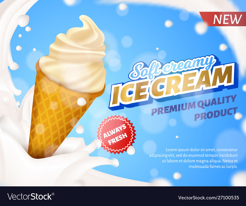 Banner advertising ice cream cone premium quality