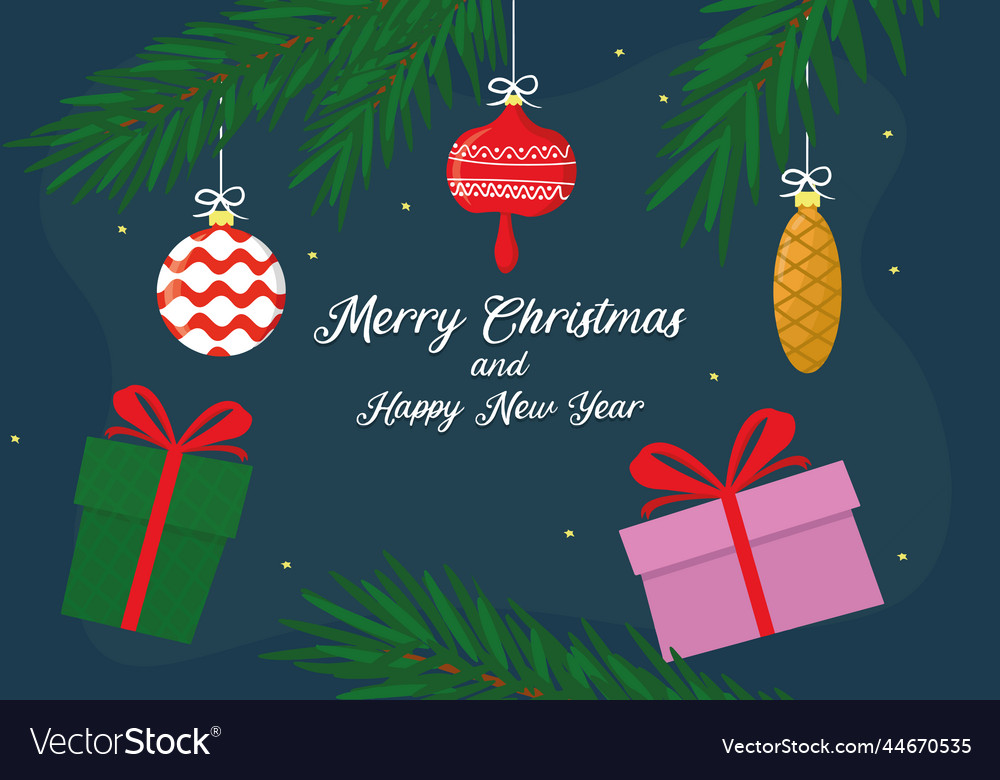 Cartoon Merry Christmas And Happy New Year Banner Vector Image