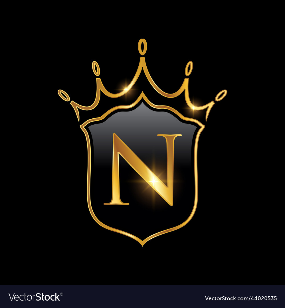 Initial n monogram alphabet with a crown Vector Image