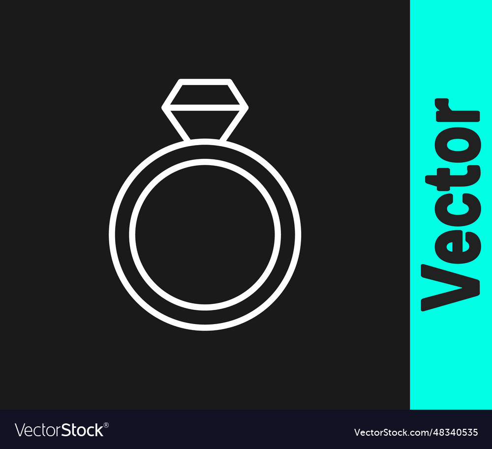 White line wedding rings icon isolated on black Vector Image