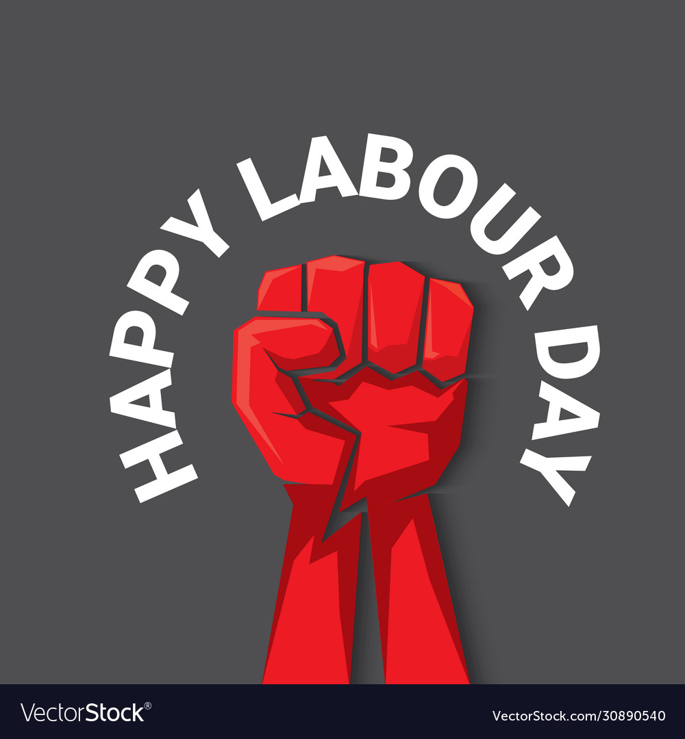 1 may happy labour day label with strong Vector Image