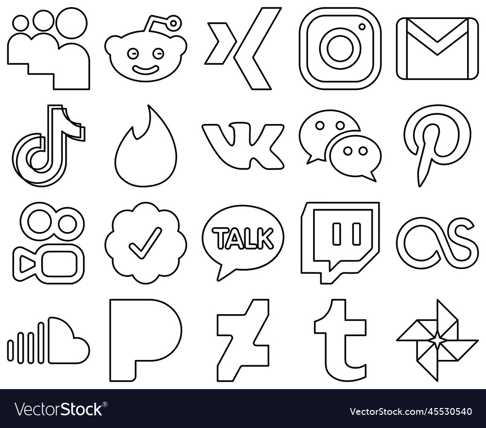 20 eye-catching and high-resolution black line Vector Image