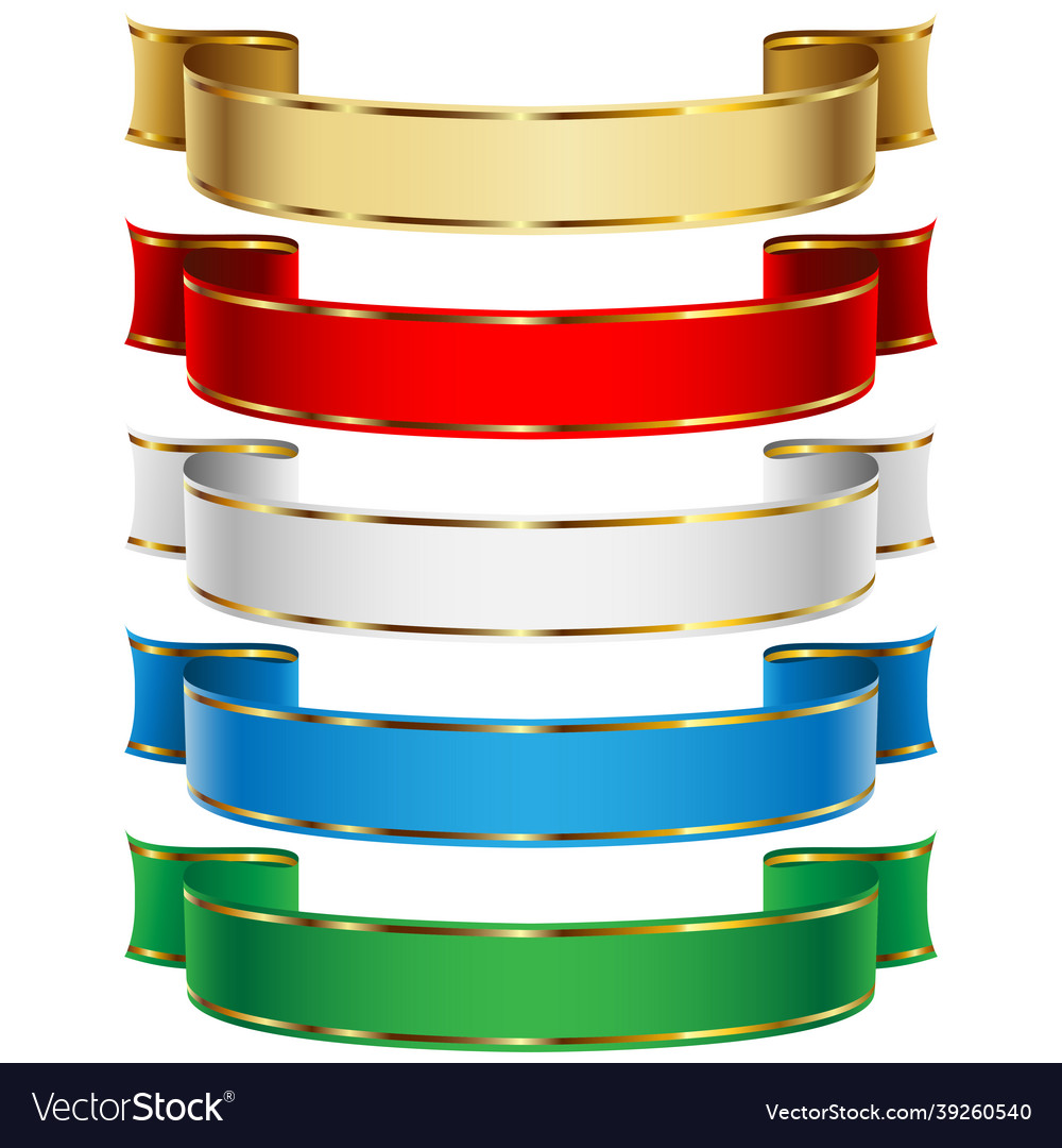 Five beautiful holiday ribbons for new year Vector Image