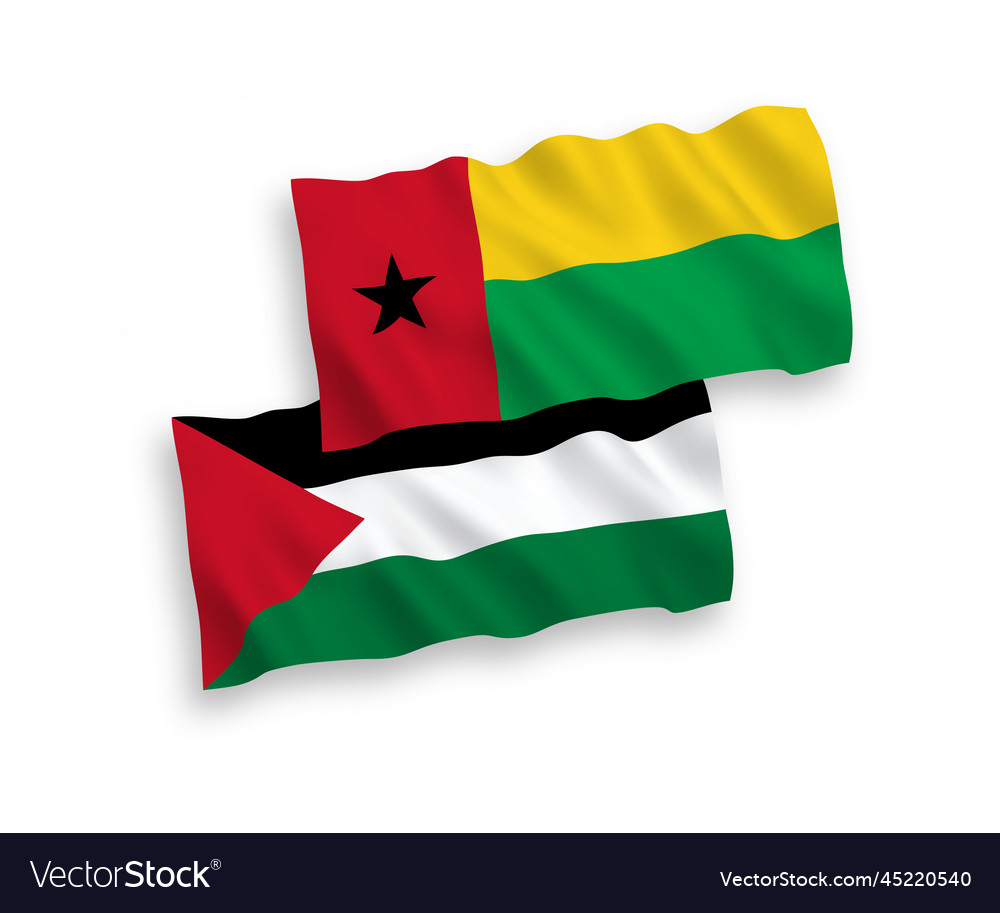 Flags of republic guinea bissau and palestine Vector Image