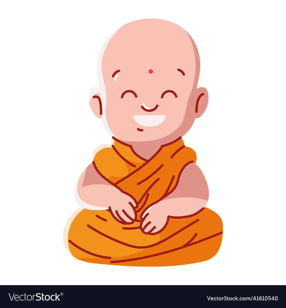 Monk meditating in lotus pose Royalty Free Vector Image