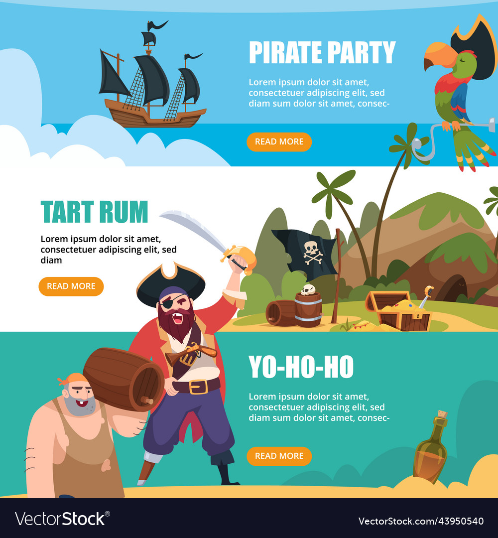 Pirate banners captain aggressive filibuster Vector Image