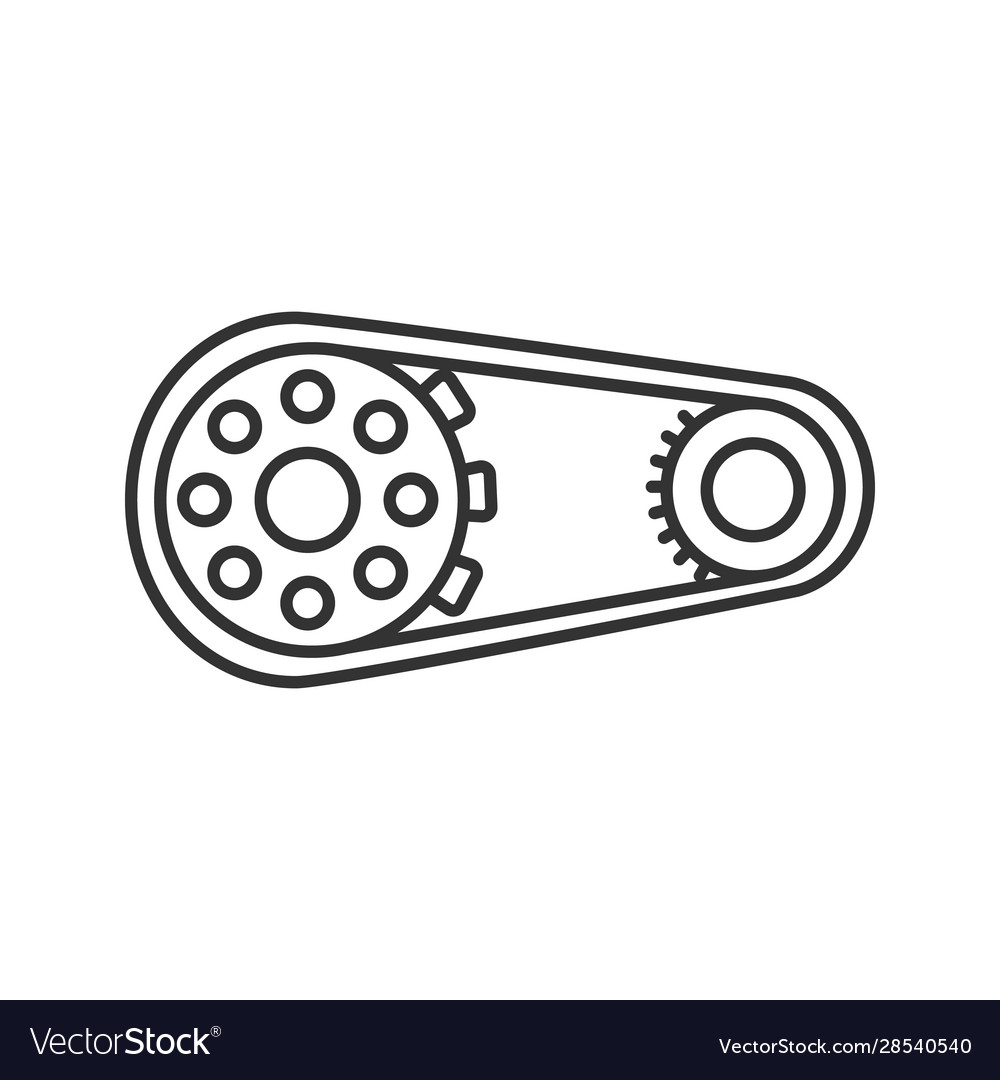 Sprocket wheel with chain linear icon Royalty Free Vector
