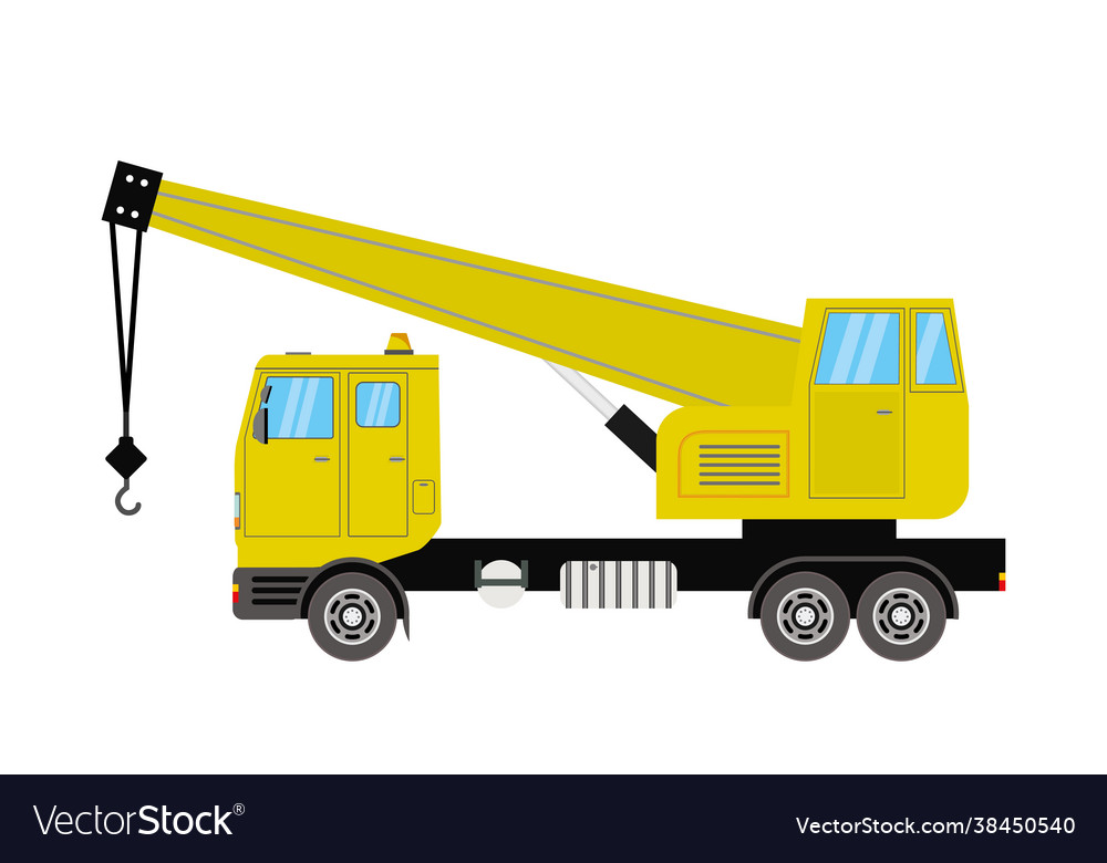 Truck crane yellow isolated on white background Vector Image