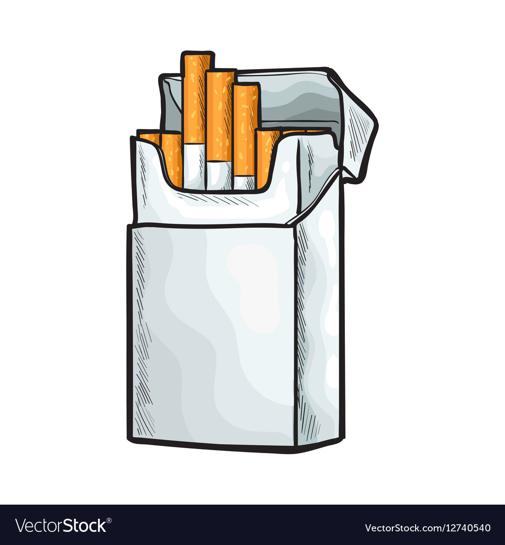 Unlabeled standing open pack of cigarettes Vector Image