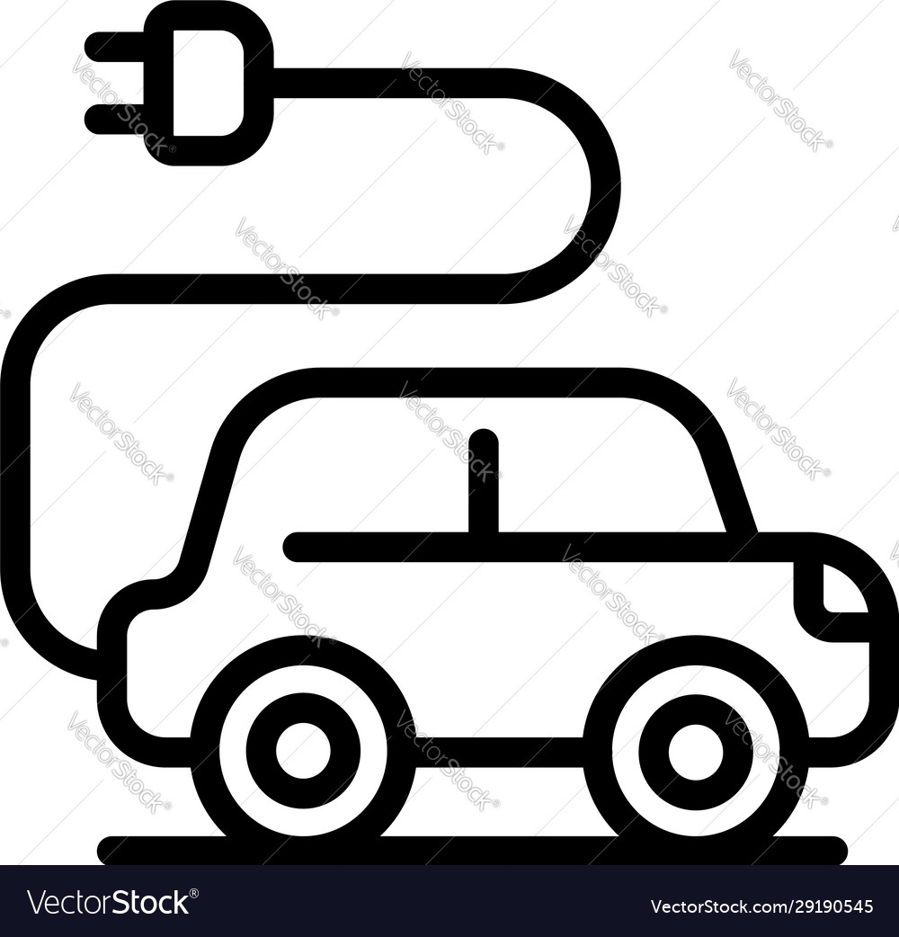 Car with plug icon outline style Royalty Free Vector Image