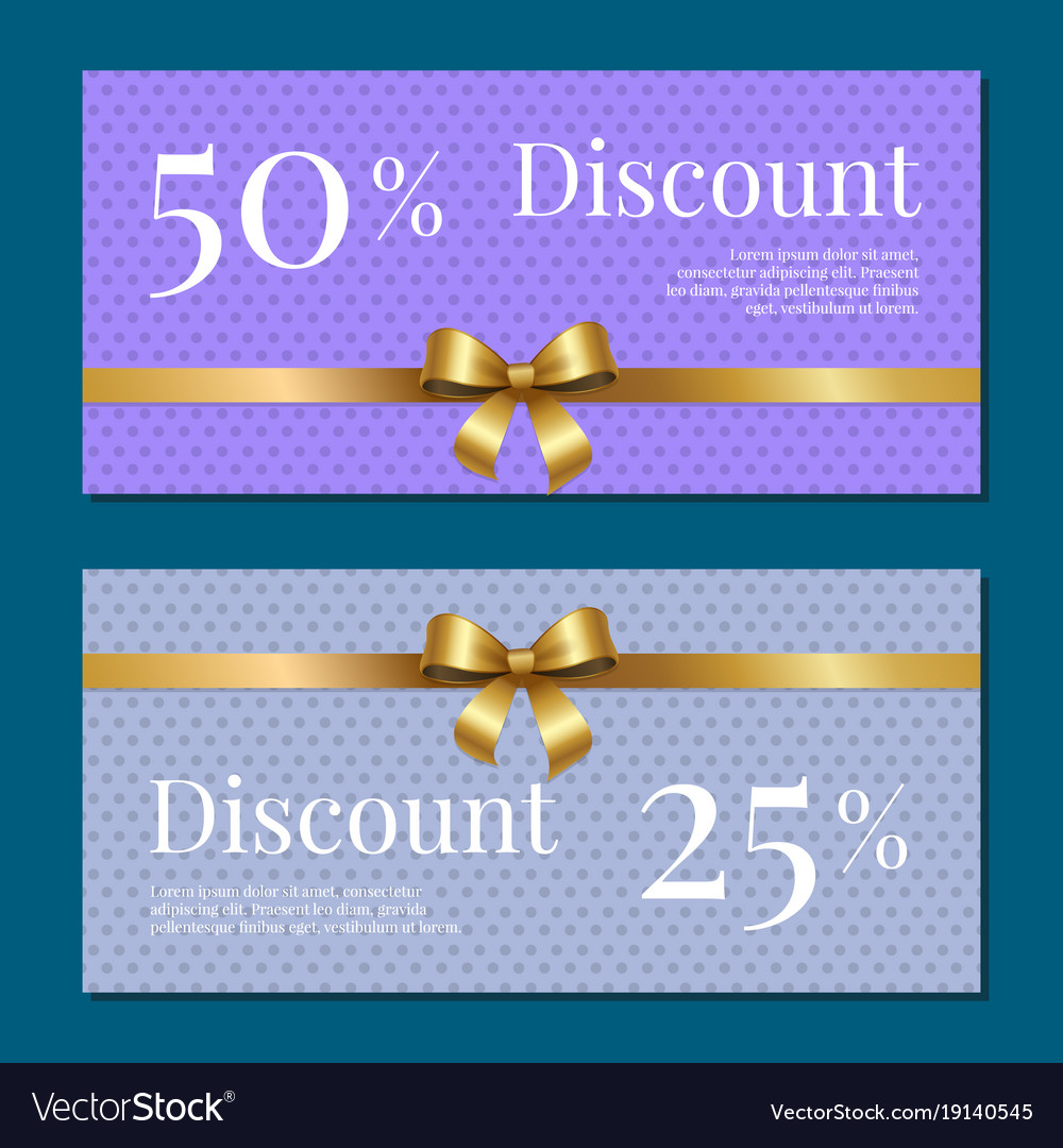 Discount on 50 25 percent set posters with gold Vector Image