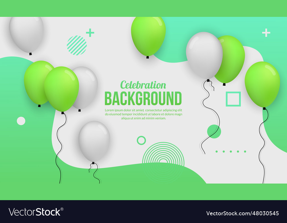 Green balloon celebration background for birthday Vector Image