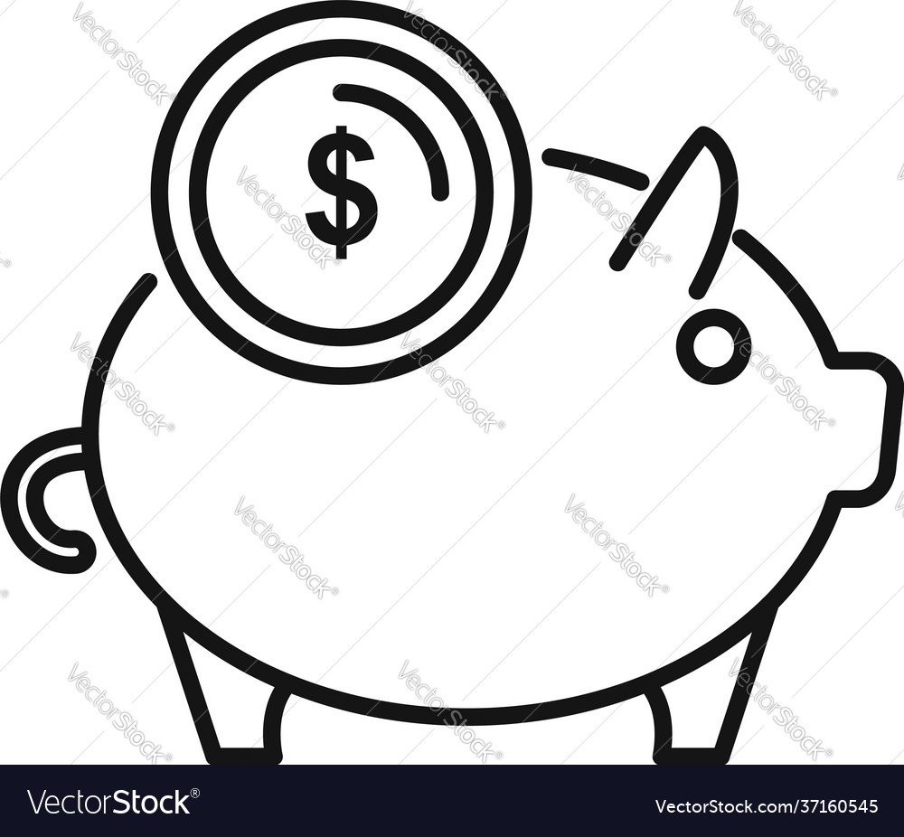 Money piggy bank icon outline style Royalty Free Vector