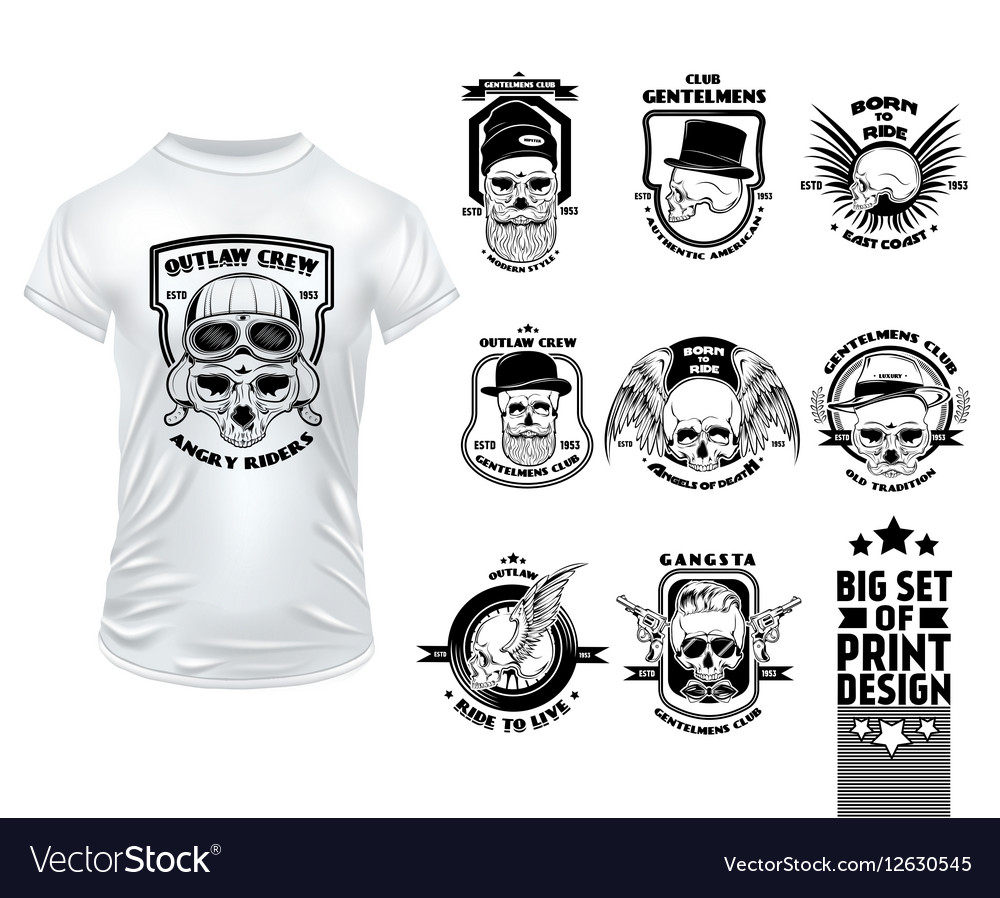Skull print design set