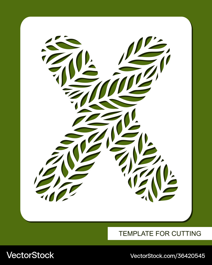 Stencil with letter x made from leaves Royalty Free Vector