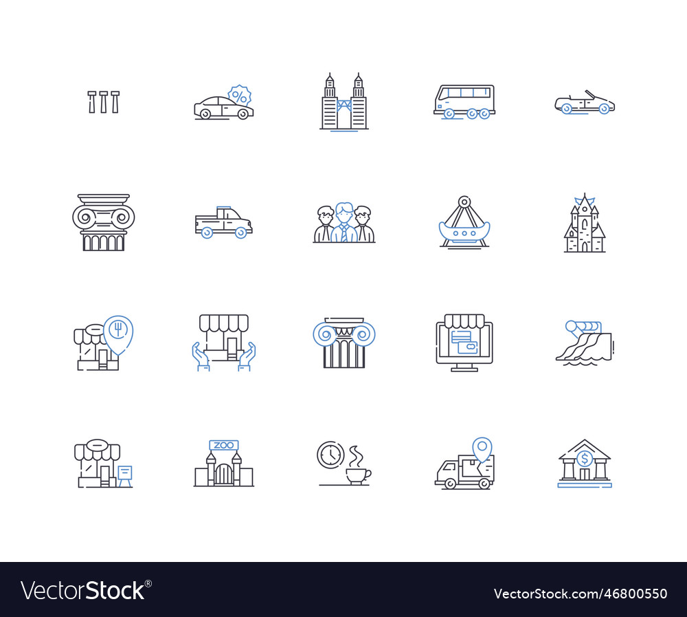 Capital city line icons collection vibrant Vector Image