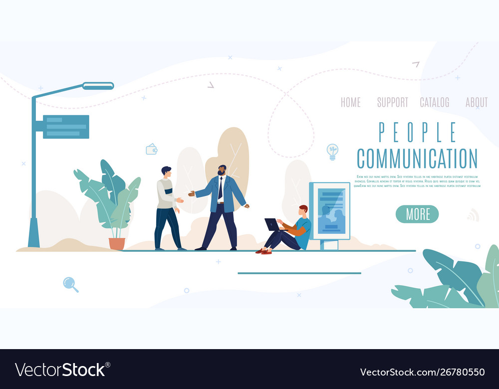 People Communication Flat Web Banner Royalty Free Vector