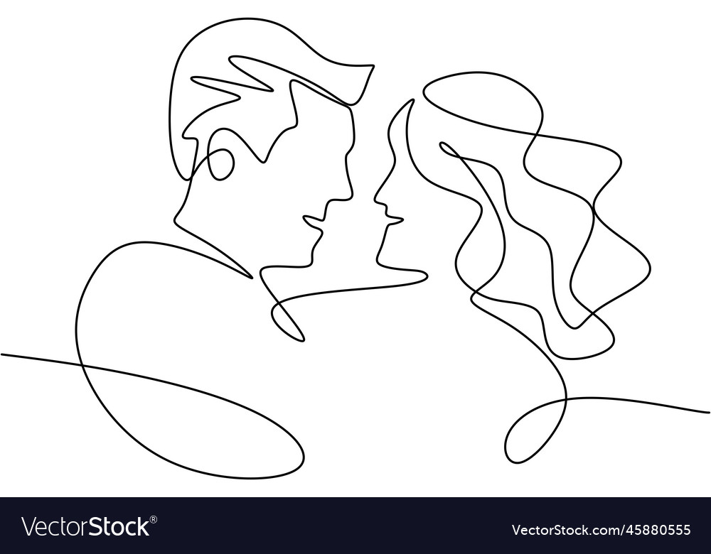 Continuous line drawing portrait of romantic Vector Image