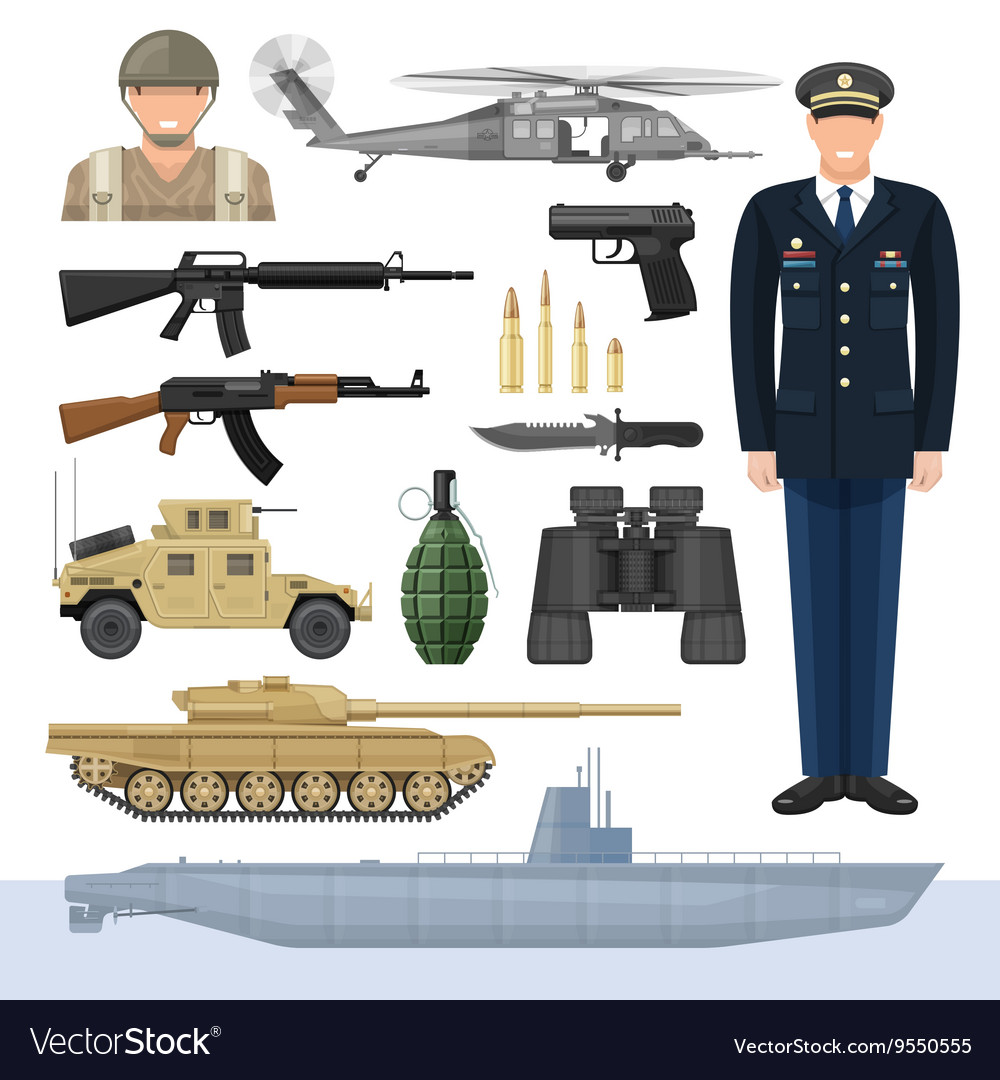 Flat army icon set Royalty Free Vector Image - VectorStock