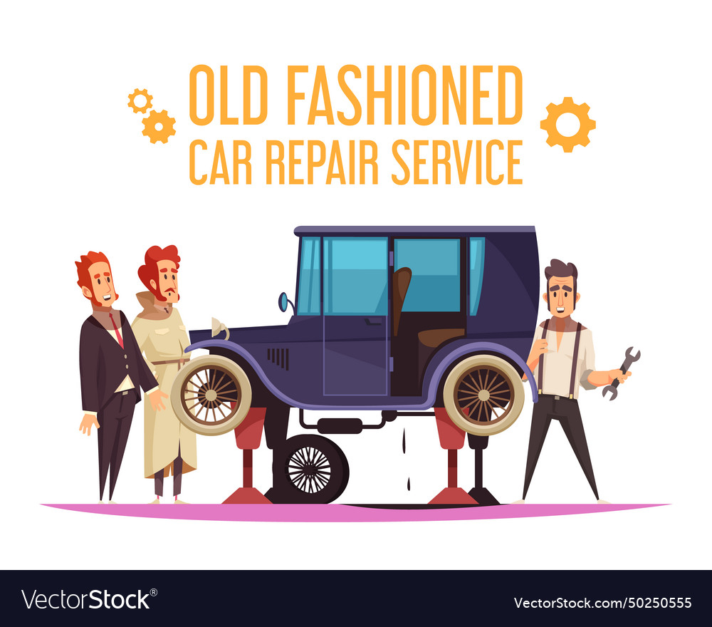 Old fashioned car cartoon Royalty Free Vector Image